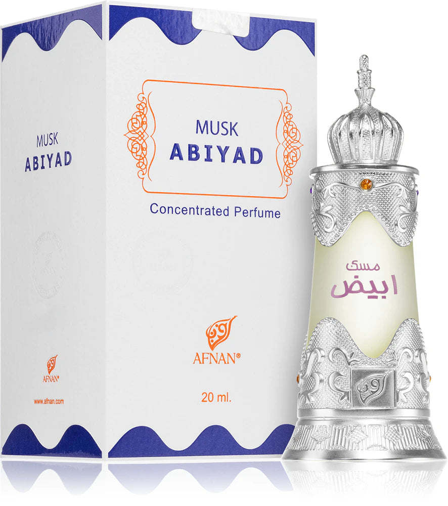 Musk Abiyad CPO 20 ml, koncentrēta smaržu eļļa sievietēm un vīriešiem no Afnan